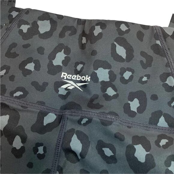 Reebok Leopard Print Leggings Gray Black - Picture 5 of 6